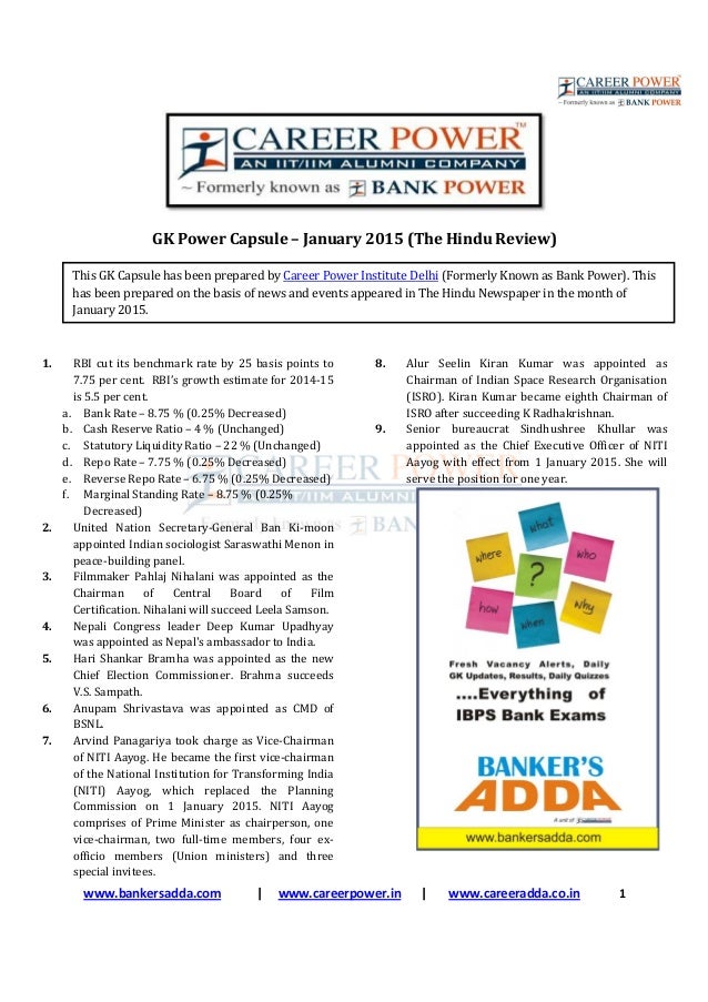Bankers Adda Current Affairs March 2015 Pdf